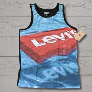 Levi’s Classic Red Logo Tank Top Mens Small Blue Sleeveless Shirt Tee NWT